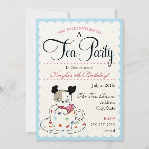 Puppy Tea Party  |  Retro Birthday Invitations