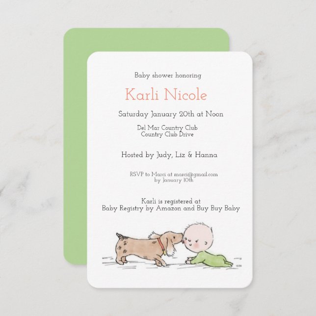 Puppy Themed Baby Shower Invitation (Front/Back)