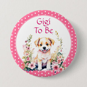 Puppy Themed Gigi to Be   Baby Shower Button