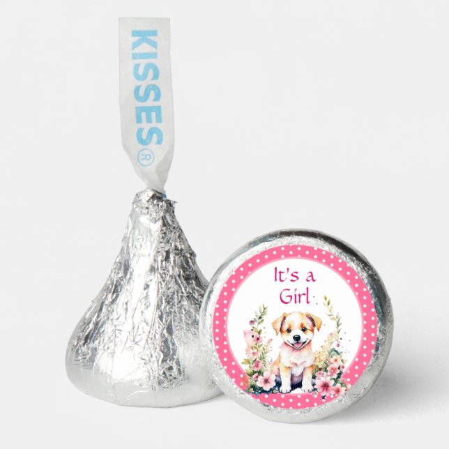 Puppy Themed It's a Girl | Baby Shower Hershey®'s Kisses® (Front)