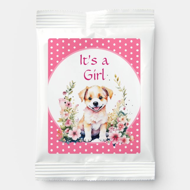 Puppy Themed It's a Girl | Baby Shower Lemonade Drink Mix (Front)