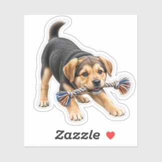 Puppy Tug of War Rope Sticker