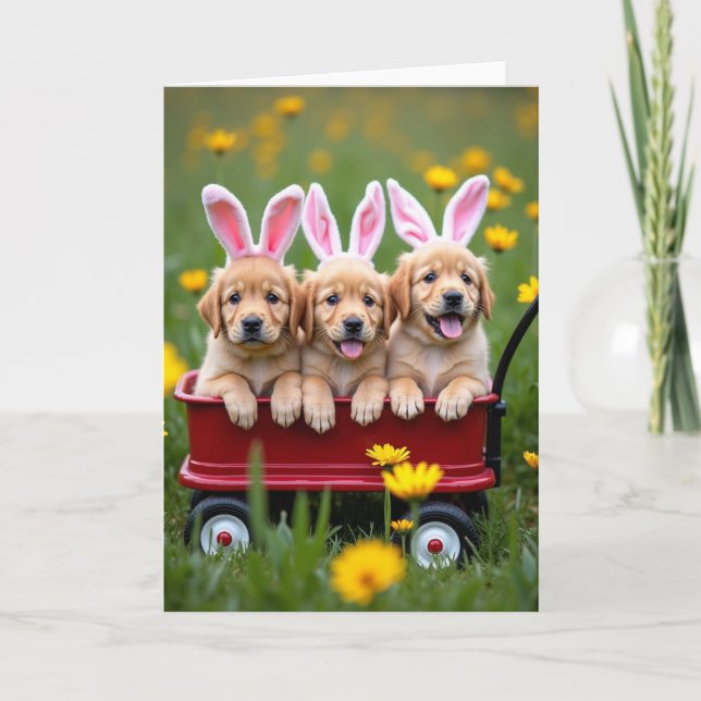 Puppy Wagon Spring Fun Card (Front)