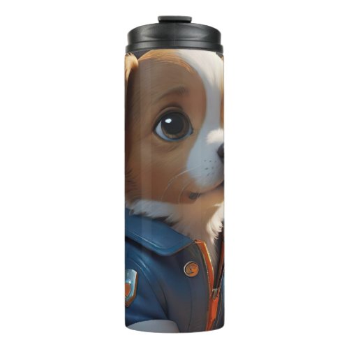 puppy wearing a jacket thermal tumbler