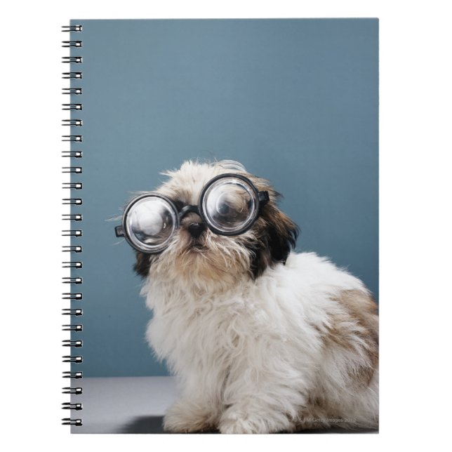 Puppy wearing thick glasses notebook (Front)