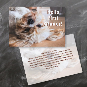 Puppy Welcome Back To School Message Cards by BlueHyd at Zazzle