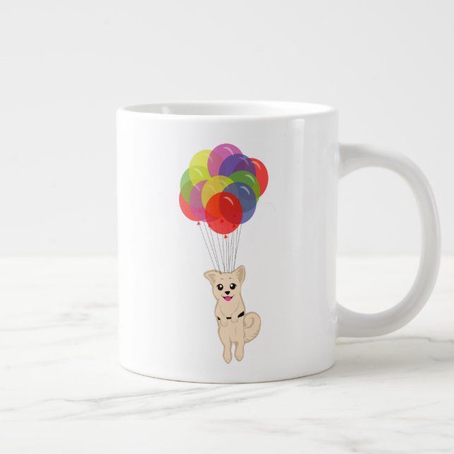 Puppy with Balloons Large Coffee Mug (Right)