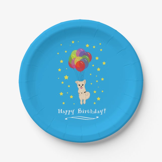 Puppy with Balloons Paper Plates (Front)