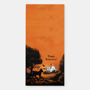 Puppy with Black Cat and Bat , Happy Halloween! Magnetic Notepad