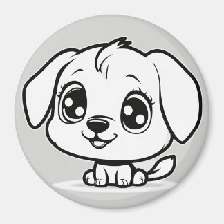 Puppy with black outline magnet