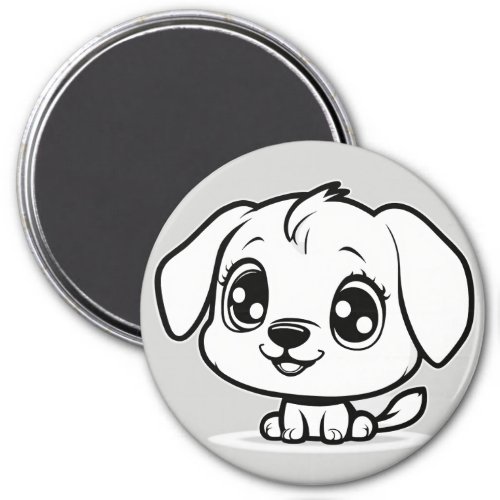 Puppy with black outline magnet