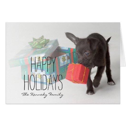 Puppy with Christmas gifts (Front Horizontal)