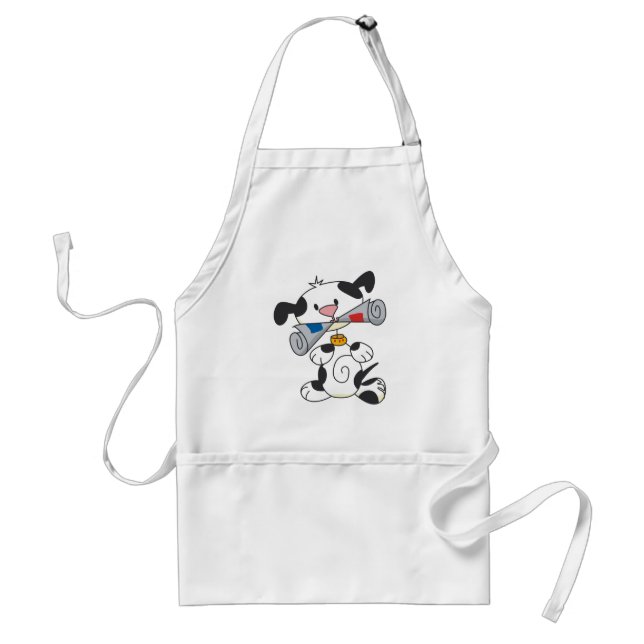Puppy With Newspaper T-shirts and Gifts Adult Apron (Front)
