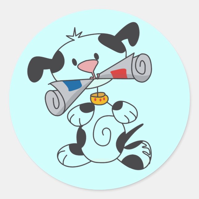 Puppy With Newspaper T-shirts and Gifts Classic Round Sticker (Front)