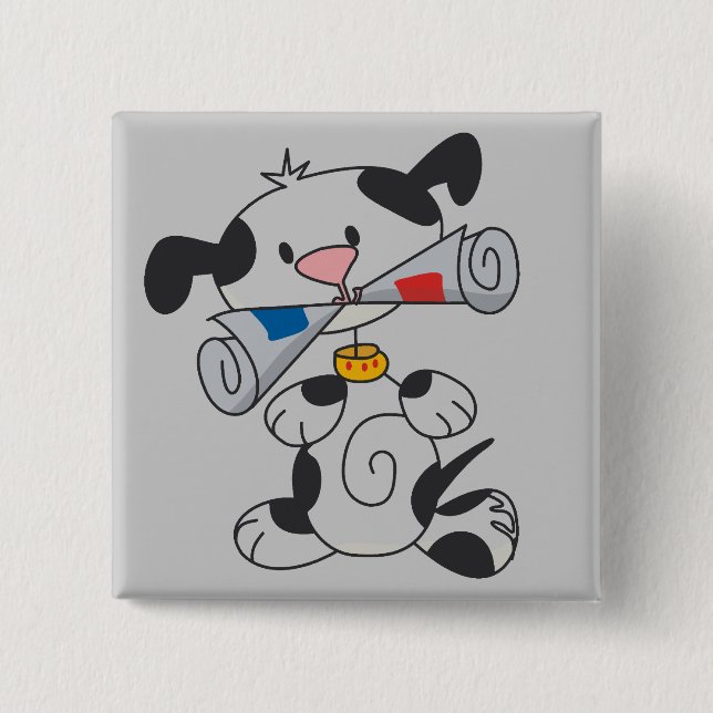 Puppy With Newspaper T-shirts and Gifts Pinback Button (Front)