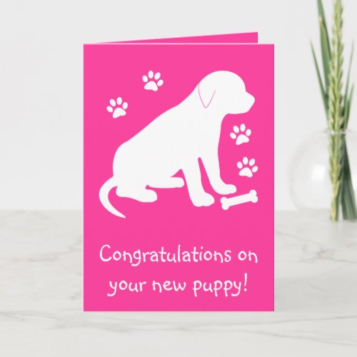 Puppy with Paw Prints and Bone Card