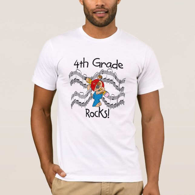 Puppy With Pencil 4th  Grade Rocks T-Shirt (Front)