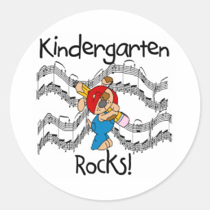 Puppy with Pencil Kindergarten Rocks Classic Round Sticker