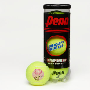 Puppy With Pink Ribbon - Love - Tennis Balls