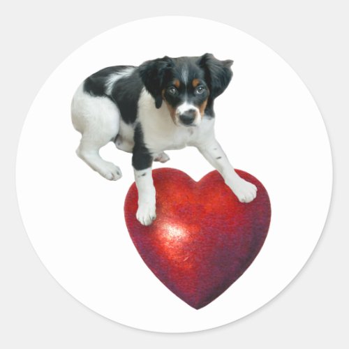 Puppy with Red Heart Sticker