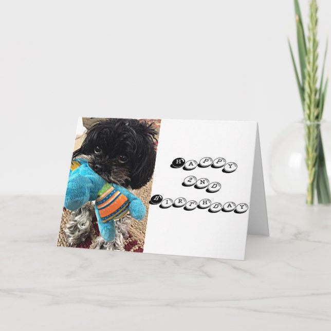 PUPPY WITH TOY SAYS YOU ARE TURNING ****2**** CARD (Front)