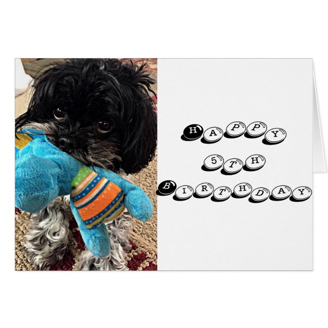 PUPPY WITH TOY SAYS YOU ARE TURNING ****5**** (Front Horizontal)