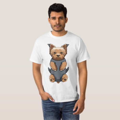 Puppy Yorkie Baby Carrier Front Pack T_shirt Men