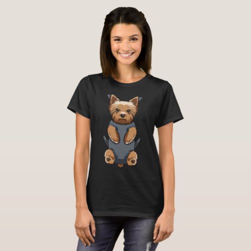 Puppy Yorkie Baby Carrier Front Pack T_shirt Women