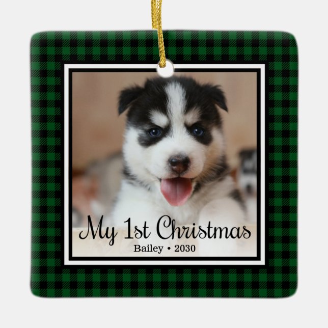 Puppy's 1st Christmas Ceramic Ornament (Front)