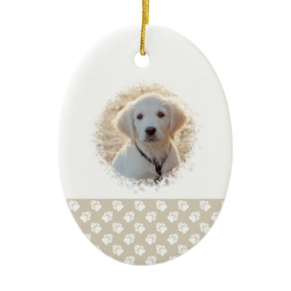 Puppy's 1st Christmas Custom Pet Photo Template Ceramic Ornament
