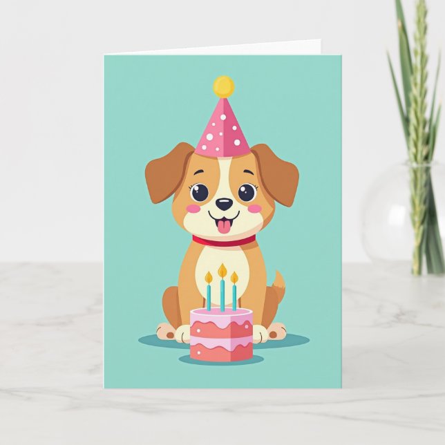 Puppys Festive Hat Card (Front)