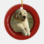 Puppy&#39;s First Christmas (golden Retriever) Ceramic Ornament at Zazzle