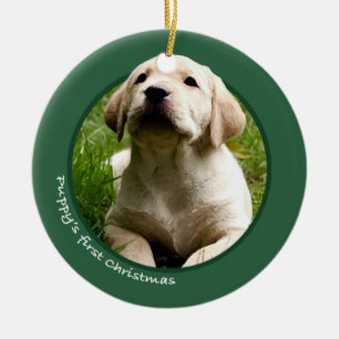 Puppy's First Christmas (Labrador Retriever) Ceramic Ornament