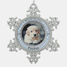 Puppy's First Christmas Photo Blue Paw Print