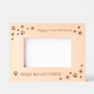 Puppy's First Christmas with Name Engraved Frames