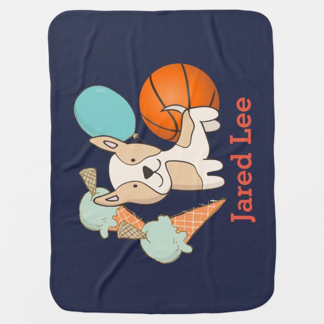 Puppy's Ice Cream Cones and Summer Fun Baby Blanket (Front)