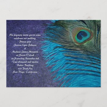 Puprle And Teal Peacock Wedding Invitation by Peacocks at Zazzle