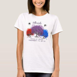Puprle Heart Leaf Tree Wedding T-Shirts