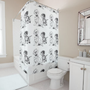 Pups, dachshund and maltese, buddies shower curtain