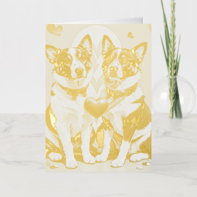 Pups in love foil greeting card (Front)
