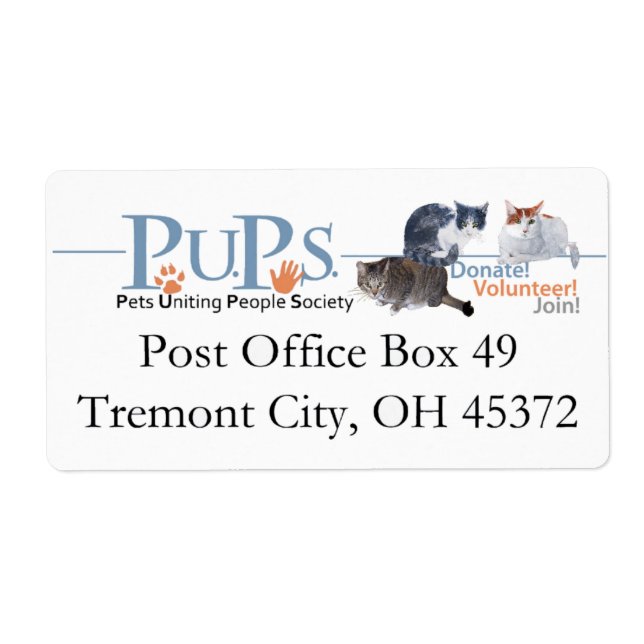 PUPs Return Address Labels (Front)