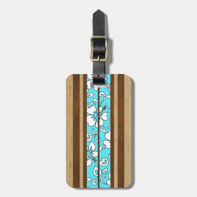 Pupukea Hibiscus Hawaiian Surfboard Luggage Tags (Front Vertical)