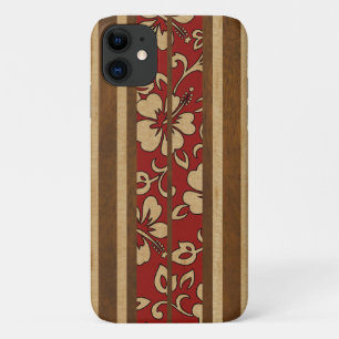 Pupukea Vintage Hawaiian Faux Wood Surfboard iPhone 11 Case