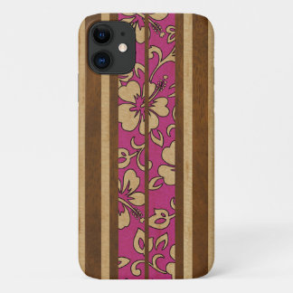 Pupukea Vintage Hawaiian Faux Wood Surfboard iPhone 11 Case