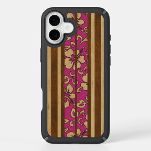 Pupukea Vintage Hawaiian Faux Wood Surfboard iPhone 16 Plus Case