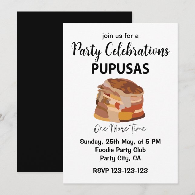Pupusas El Salvadorian Salvador Bread Pupusas Invitation (Front/Back)