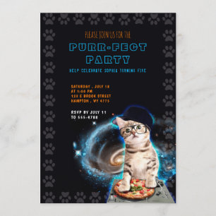 Pur-fect Party! Dj Cat Invitation