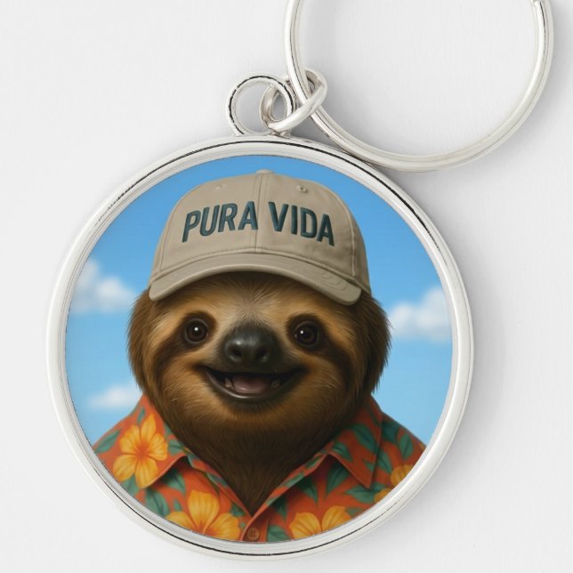 Pura Vida AI Sloth Keychain (Front)