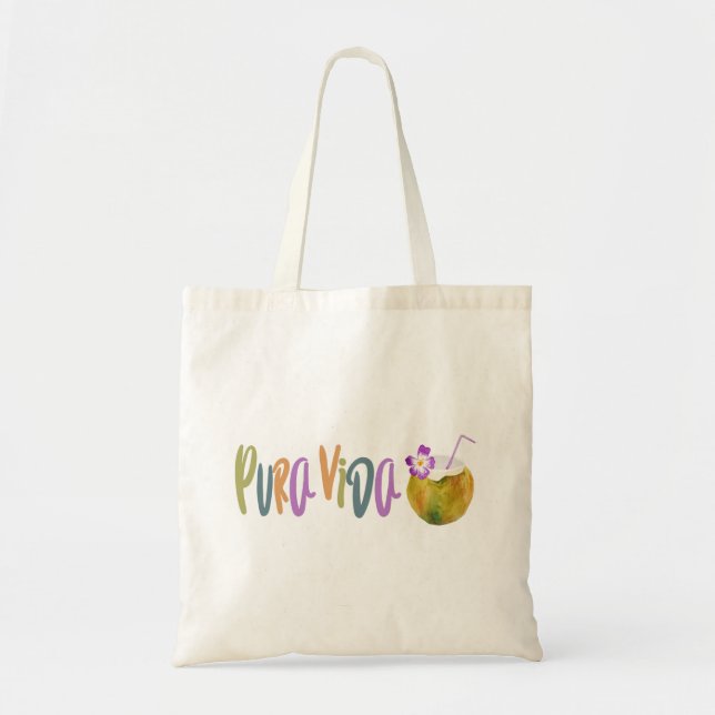 Pura Vida Coconut Costa Rica Tote Bag (Front)