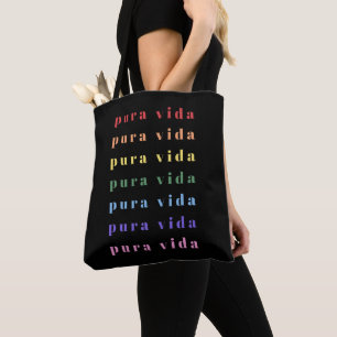 Pura Vida Colorful Typography Tote Bag